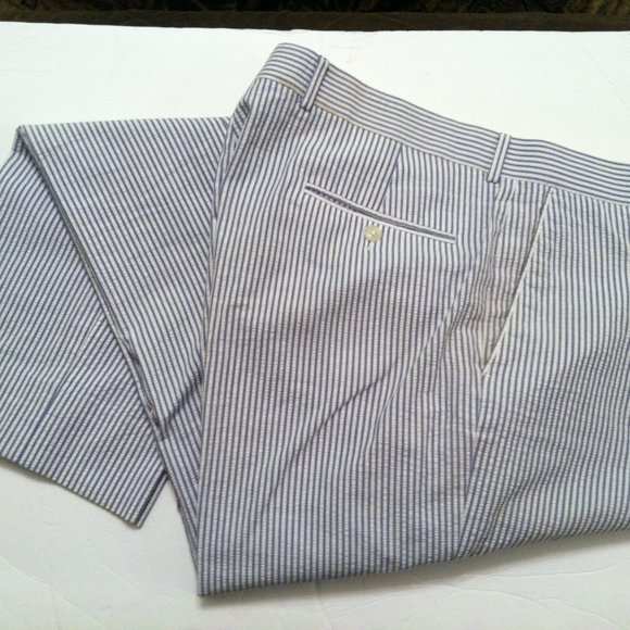 HASPEL MEN'S PRE-OWNED 100%COTTON SEERSUCKER CASUAL PANTS SIZE: 38/33 - Picture 2 of 6